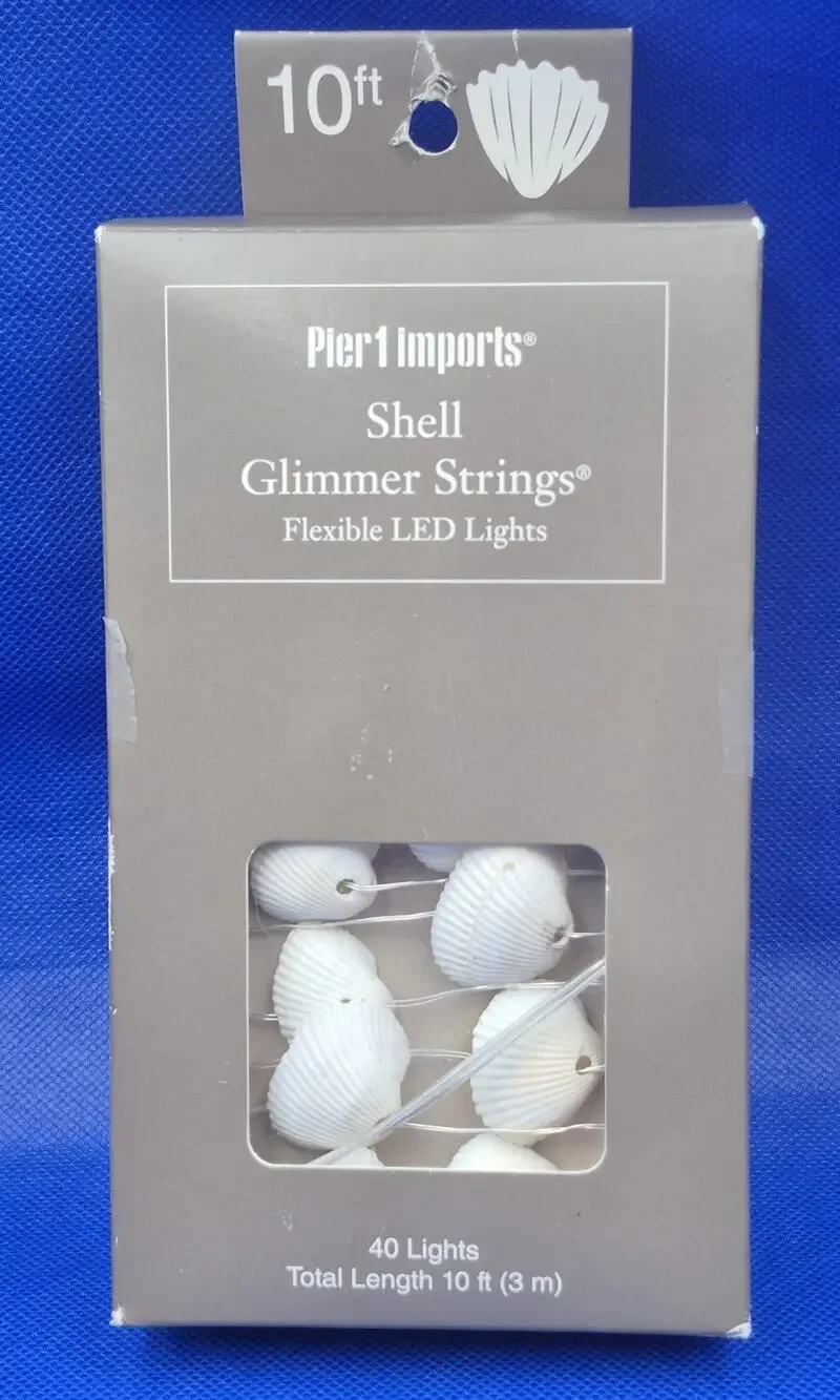 Pier 1 Seashell Glimmer Strings 40 Flexible LED Lights 10' Long NEW